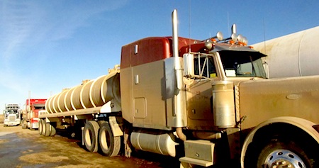 North Dakota oil patch water-trucks